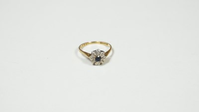 Lot 64 - 18ct Gold, Vintage Blue Sapphire And Diamond Ring 1.76 Gram