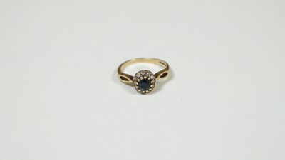 Lot 69 - 9ct Gold Vintage Sapphire And Diamond Ring, 2.40 Gram Size L