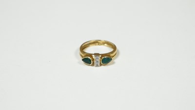 Lot 63 - 18ct Gold Emerald And Diamond Ring, 4.10 Gram, Size O