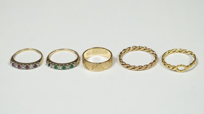 Lot 65 - 5x 9ct Gold Rings, 11.07 Gram