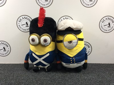 Lot 199 - Pair of Minion Soft Toys inc Kings Guard Costume Minion