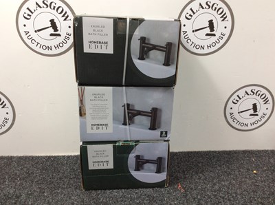 Lot 109 - Three Knurled Black Bath Filler Taps