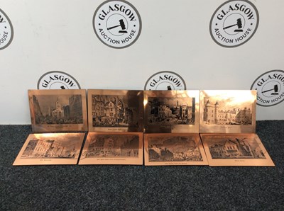 Lot 101 - 8 Bronze Plate Scenes, Including Holyrood Palace & Edinburgh Castle