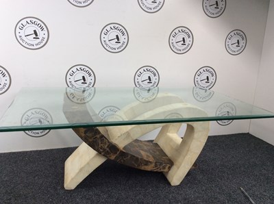 Lot 35 - Marble Coffee Table With Glass Top