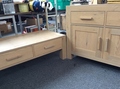 Lot 92 - Wooden coffee table and side bored
