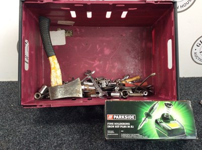 Lot 124 - Qty Of Misc Tools, Including Soldering Iron & Spanners ETC
