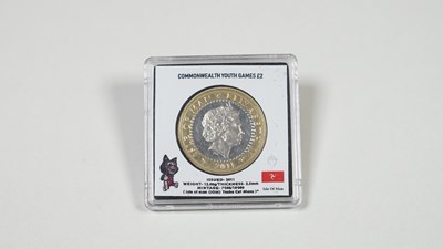 Lot 128 - Isla Of Man Circulated Commonwealth Youth Games, 2 Pound Coin 2011