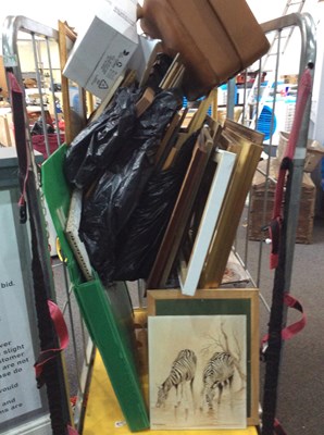 Lot 87 - Cage of pictures and picture frames-used