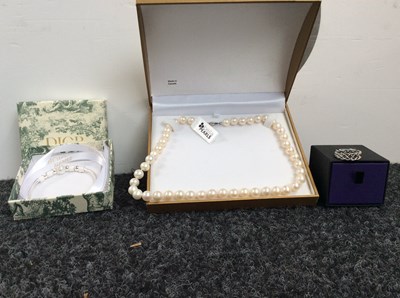 Lot 121 - Three Pieces Of Costume Jewellery, Bangle, Ring & Pearls - Used