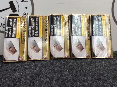 Lot 138 - 5x packets of 40g gold block tobacco