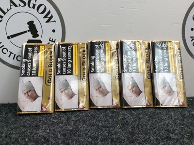 Lot 136 - 5x packets of 40g gold block tobacco
