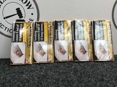 Lot 133 - 5x packets of 40g gold block tobacco