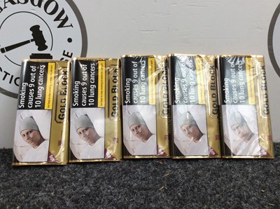 Lot 132 - 5x packets of 40g gold block tobacco