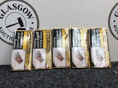 Lot 128 - 5x packets of 40g gold block tobacco