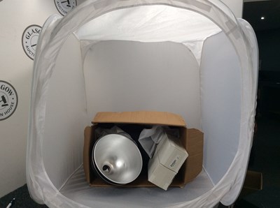 Lot 155 - Job Lot Of Photography Items Including, Light Box, Shades, Bulbs & Stand - Used