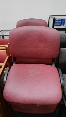 Lot 159 - 8 stackable chairs in red fabric needing clean