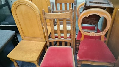 Lot 161 - Bundle of vintage wooden chairs in various styles