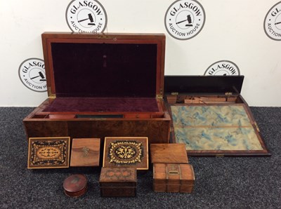 Lot 44 - Two Writing Slopes With 7 Wooden Trinket Boxes - Used