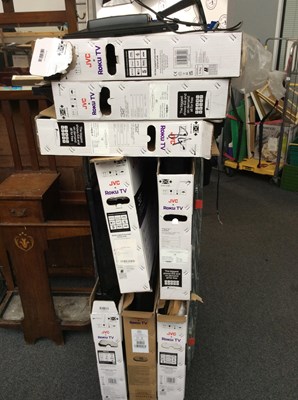 Lot 269 - 9 TV'S in cage from hotel clearance and a monitor untested