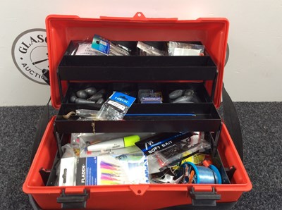 Lot 254 - Fishing tackle box complete with contents lots of new items