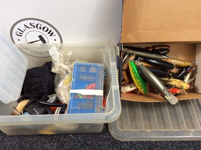 Lot 243 - Qty of asstd fishing supplies including huge lures