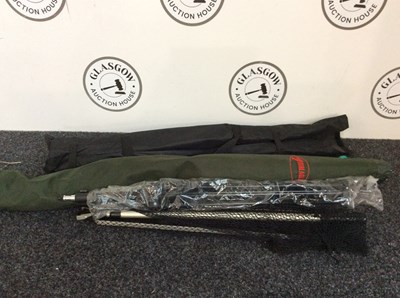 Lot 185 - Bundle of fishing accessories including net