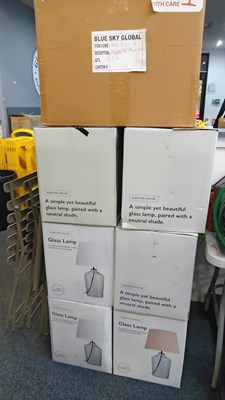 Lot 31 - Large qty of glass lamps and 2 large shades