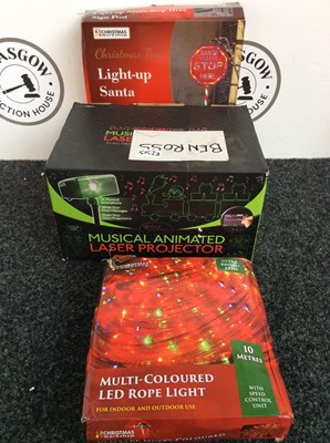 Lot 6 - Global Gizmos Musical Animated Laser Projector & Christmas Lights/Decoration