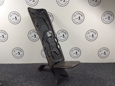 Lot 128 - African Hand Carved Hardwood Chair - Used