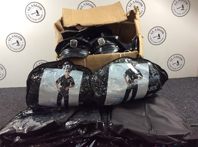 Lot 3 - 20 Police Costumes With large box of Hats, Mens One Size Fits All - New