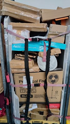 Lot 67 - Cage of misc including fan, toilet seat, heater and other household
