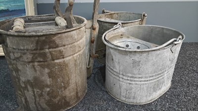 Lot 31 - 3 vintage metal mop buckets