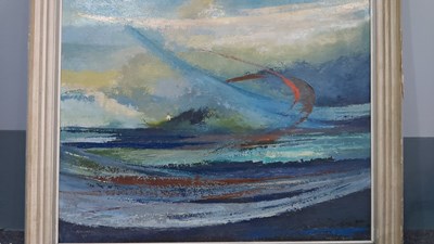 Lot 39 - Aeolus island oil painting signed. Island of the wind