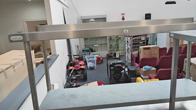 Lot 182 - Large stainless steel catering table-used