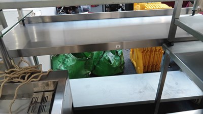 Lot 183 - Large stainless steel catering table-used