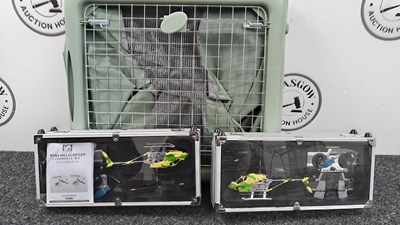 Lot 221 - 2 RC drones and pet cage