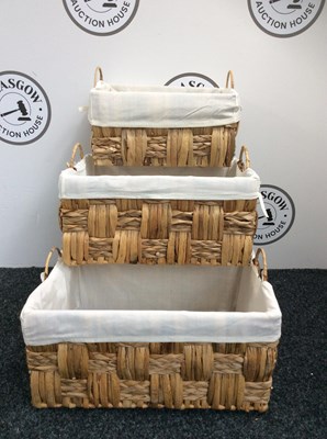 Lot 320 - Set of 3 Wicker Baskets Ranging from 16” to 12” - New