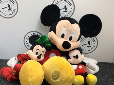 Lot 176 - 3 Mickey Mouse Soft Toys 1 2.5Ft Tall 2 Small - New
