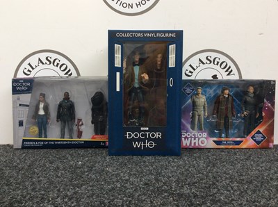 Lot 98 - Three Boxed Dr Who Figurine Sets, Two Collector Sets & One Matt Smith Tardis Vinyl Figure - New