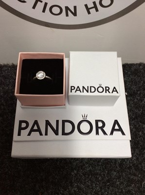 Lot 161 - Pandora 925 Silver Ring In Box Size 52 - Used
