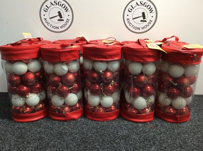 Lot 167 - Ten 30pc Red & Gold Christmas Bauble Set With Storage Bag - New