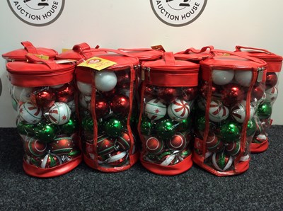 Lot 173 - Nine 30pc Red, Green & White Christmas Bauble Set With Storage Bags - New