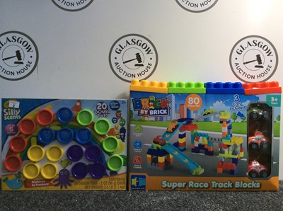 Lot 2 - Two Kids Toys, One Silly Scents Play Dough & One Super Race Track Block Set - New