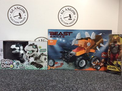 Lot 16 - Three Kids Toys, Including Beast Bricks Build A Set, Robo Dino & Black Adam Hawkman - New