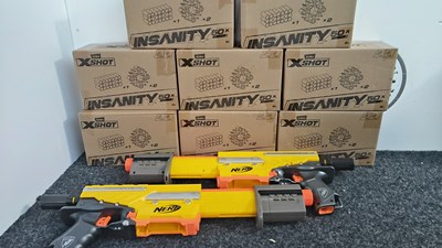 Lot 328 - 8 boxes of new Xshot ammo and 2 used nerf guns