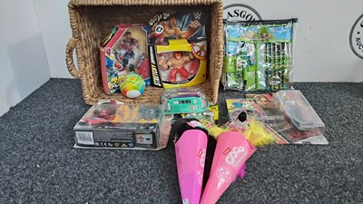Lot 322 - Basket of assorted toys and stationary