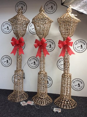 Lot 27 - Set of 3 Christmas Light Up Lampposts With Remote Control 4FT - New