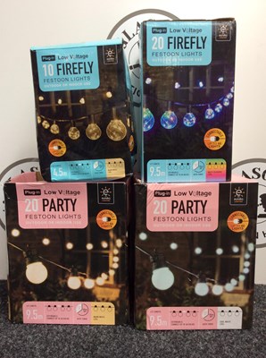 Lot 337 - Mixed Qty of Festoon Lights For Outdoor or Indoor Use 3 measuring 9.5M in Length 1 measuring 4.5M - New