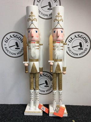 Lot 332 - 2 White & Gold Jumbo Nutcrackers Measuring 70CM Tall - New