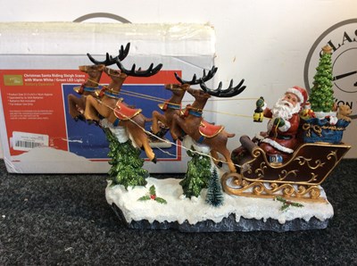 Lot 329 - Crate Approximately 10 Christmas Displays of Santa & Reindeer Taking Off - New